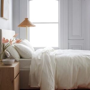 Quince European Linen Duvet Cover King Cal King NWT Ivory